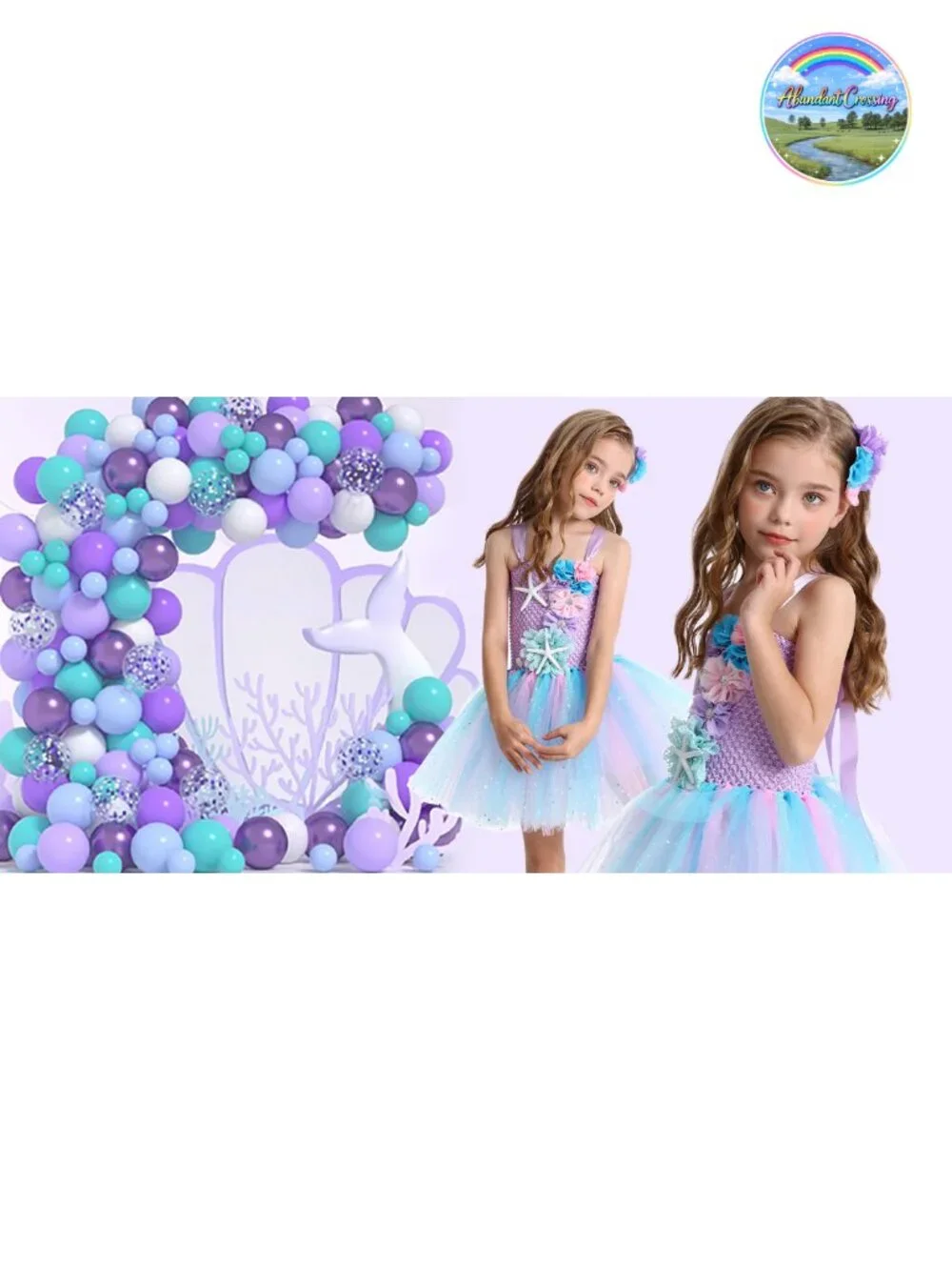 Girls Mermaid Tutu Dress Costume with Starfish Headband